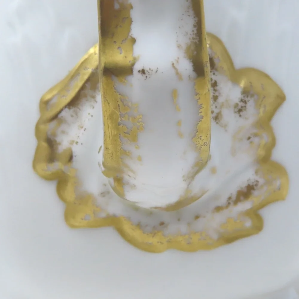 Antique Haviland Limoges France Porcelain‎ Cream Pitcher Gold Gilt Floral